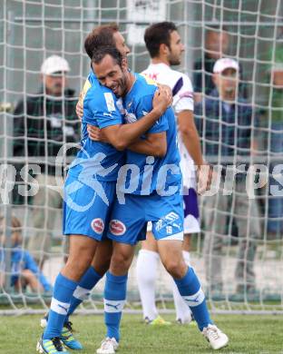 Fussball Regionalliga. SAK gegen VSV. Torjubel Christian Prawda, Marco Reich (VSV). Klagenfurt, 9.8.2012.
Foto: Kuess
---
pressefotos, pressefotografie, kuess, qs, qspictures, sport, bild, bilder, bilddatenbank