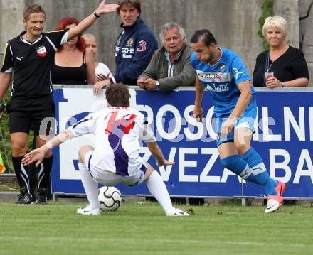 Fussball Regionalliga. SAK gegen VSV. Martin Lenosek,  (SAK), Okatan Emre (VSV). Klagenfurt, 9.8.2012.
Foto: Kuess
---
pressefotos, pressefotografie, kuess, qs, qspictures, sport, bild, bilder, bilddatenbank