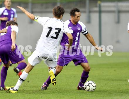 Fussball Regionalliga. SK Austria Klagenfurt gegen Sturm Graz Amateure. Matthias Dollinger, (Klagenfurt), Reinhold Ranftl  (Graz). Klagenfurt, 10.8.2012.
Foto: Kuess


---
pressefotos, pressefotografie, kuess, qs, qspictures, sport, bild, bilder, bilddatenbank