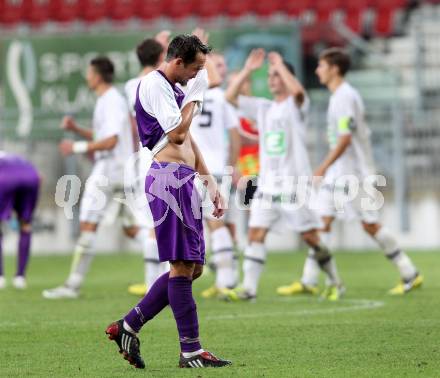 Fussball Regionalliga. SK Austria Klagenfurt gegen Sturm Graz Amateure. Matthias Dollinger (Klagenfurt). Klagenfurt, 10.8.2012.
Foto: Kuess


---
pressefotos, pressefotografie, kuess, qs, qspictures, sport, bild, bilder, bilddatenbank