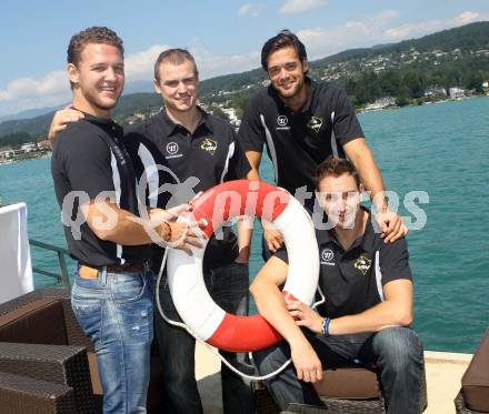 EBEL. Eishockey Bundesliga. Pressekonferenz VSV. John Hughes, Philippe Lamoureux, Brad Cole, Justin Taylor. Velden, am 14.8.2012.
Foto: Kuess
---
pressefotos, pressefotografie, kuess, qs, qspictures, sport, bild, bilder, bilddatenbank