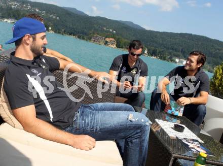 EBEL. Eishockey Bundesliga. Pressekonferenz VSV. Scott Hotham, Derek Ryan, Brad Cole. Velden, am 14.8.2012.
Foto: Kuess
---
pressefotos, pressefotografie, kuess, qs, qspictures, sport, bild, bilder, bilddatenbank