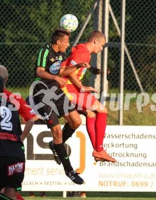 Fussball Kaerntner Liga. ATSV Wolfsberg gegen Rapid Lienz. Patrick Waich (Wolfsberg), Manuel Eder (Lienz). Wolfsberg, am 15.8.2012.
Foto: Kuess
---
pressefotos, pressefotografie, kuess, qs, qspictures, sport, bild, bilder, bilddatenbank