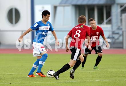 Fussball. Regionalliga. VSV gegen St. Florian. Curic Denis (VSV), Schmidthaler Gregor (St. Florian).. Villach, 17.8.2012.
Foto: Kuess
---
pressefotos, pressefotografie, kuess, qs, qspictures, sport, bild, bilder, bilddatenbank