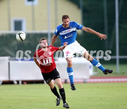 Fussball. Regionalliga. VSV gegen St. Florian. Pirker Thomas (VSV), Schmidthaler Gregor (St. Florian). Villach, 17.8.2012.
Foto: Kuess
---
pressefotos, pressefotografie, kuess, qs, qspictures, sport, bild, bilder, bilddatenbank