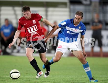 Fussball. Regionalliga. VSV gegen St. Florian. Marco Reich (VSV), Mitterndorfer Thomas (St. Florian). Villach, 17.8.2012.
Foto: Kuess
---
pressefotos, pressefotografie, kuess, qs, qspictures, sport, bild, bilder, bilddatenbank