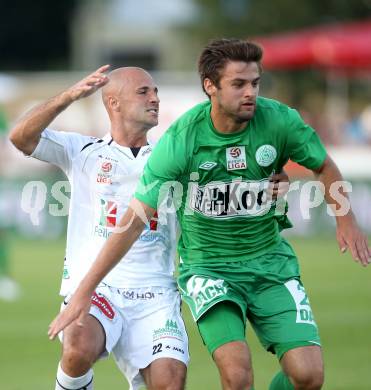 Fussball. Bundesliga. RZ Pellets WAC gegen SV Mattersburg. Stephan Stueckler,  (WAC), Martin Rodler (Mattersburg). Wolfsberg, 18.8.2012.
Foto: Kuess

---
pressefotos, pressefotografie, kuess, qs, qspictures, sport, bild, bilder, bilddatenbank