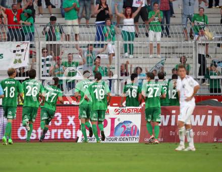 Fussball. Bundesliga. RZ Pellets WAC gegen SV Mattersburg. Torjubel Mattersburg. Wolfsberg, 18.8.2012.
Foto: Kuess

---
pressefotos, pressefotografie, kuess, qs, qspictures, sport, bild, bilder, bilddatenbank