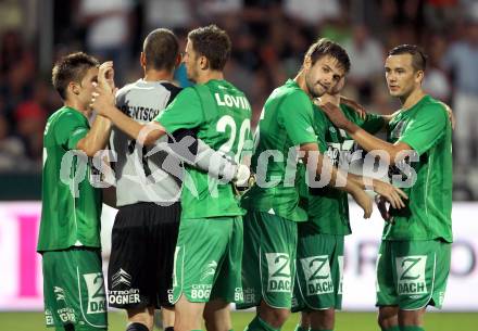 Fussball. Bundesliga. RZ Pellets WAC gegen SV Mattersburg. Jubel Mattersburg. Wolfsberg, 18.8.2012.
Foto: Kuess

---
pressefotos, pressefotografie, kuess, qs, qspictures, sport, bild, bilder, bilddatenbank