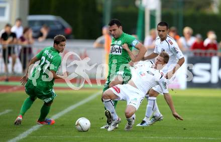 Fussball. Bundesliga. RZ Pellets WAC gegen SV Mattersburg. Christian Thonhofer, (WAC),  Ilka Naumoski  (Mattersburg). Wolfsberg, 18.8.2012.
Foto: Kuess

---
pressefotos, pressefotografie, kuess, qs, qspictures, sport, bild, bilder, bilddatenbank