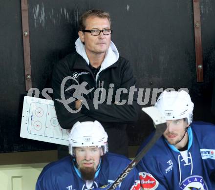 Eishockey. Rudi Hiti Turnier. VSV gegen Stavanger Oilers (Norwegen).  Trainer Hannu Jaervenpaeae (VSV). Bled, 17.8.2012
Foto: Kuess
---
pressefotos, pressefotografie, kuess, qs, qspictures, sport, bild, bilder, bilddatenbank