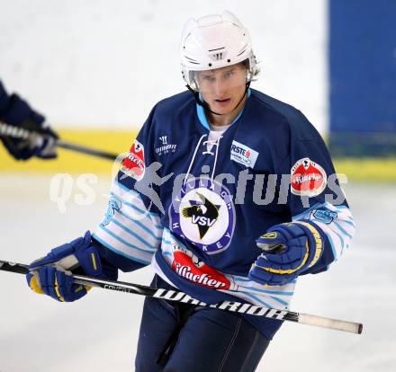 Eishockey. Rudi Hiti Turnier. VSV gegen Stavanger Oilers (Norwegen).  Daniel Nageler (VSV). Bled, 17.8.2012
Foto: Kuess
---
pressefotos, pressefotografie, kuess, qs, qspictures, sport, bild, bilder, bilddatenbank