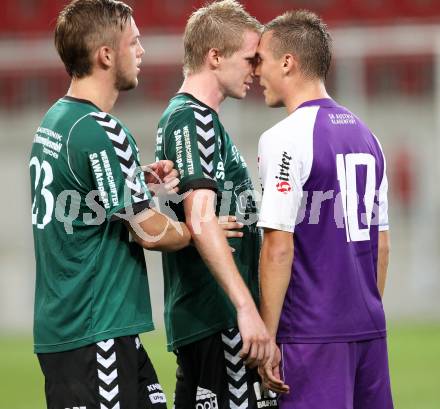 Fussball Regionalliga. SK Austria Klagenfurt gegen Feldkirchen. Christoph Mattes, (Austria),  Jakob Gruber, Michael wernig (Feldkirchen). Klagenfurt, am 21.8.2012.
Foto: Kuess
---
pressefotos, pressefotografie, kuess, qs, qspictures, sport, bild, bilder, bilddatenbank