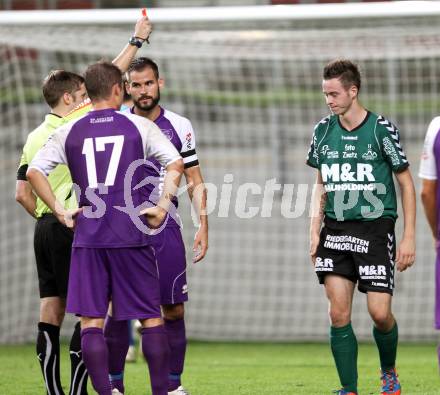 Fussball Regionalliga. SK Austria Klagenfurt gegen Feldkirchen. rote Karte fuer Kevin Vaschauner. Klagenfurt, am 21.8.2012.
Foto: Kuess
---
pressefotos, pressefotografie, kuess, qs, qspictures, sport, bild, bilder, bilddatenbank