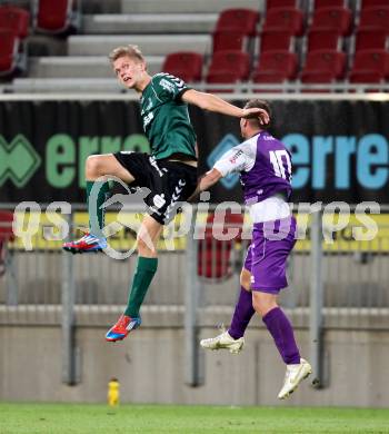 Fussball Regionalliga. SK Austria Klagenfurt gegen Feldkirchen. Christoph Mattes, (Austria),  Martin Hinteregger (Feldkirchen). Klagenfurt, am 21.8.2012.
Foto: Kuess
---
pressefotos, pressefotografie, kuess, qs, qspictures, sport, bild, bilder, bilddatenbank