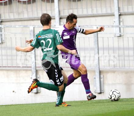 Fussball Regionalliga. SK Austria Klagenfurt gegen Feldkirchen. Matthias Dollinger (Austria), Marco Huber (Feldkirchen). Klagenfurt, am 21.8.2012.
Foto: Kuess
---
pressefotos, pressefotografie, kuess, qs, qspictures, sport, bild, bilder, bilddatenbank