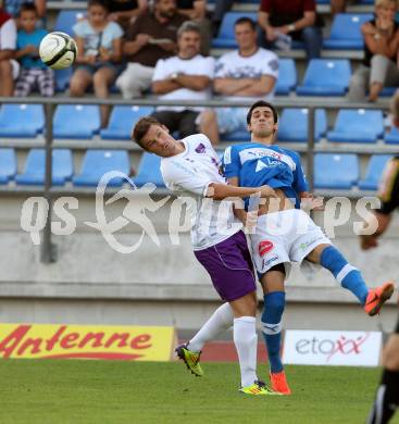 Fussball Regionalliga. VSV gegen SK Austria Klagenfurt. Denis Curic, (VSV). Hannes Eder  (Austria Klagenfurt). Villach, 24.8.2012.
Foto: Kuess
---
pressefotos, pressefotografie, kuess, qs, qspictures, sport, bild, bilder, bilddatenbank