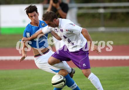 Fussball Regionalliga. VSV gegen SK Austria Klagenfurt. Andreas Dlobst,  (VSV). Grega Triplat (Austria Klagenfurt). Villach, 24.8.2012.
Foto: Kuess
---
pressefotos, pressefotografie, kuess, qs, qspictures, sport, bild, bilder, bilddatenbank