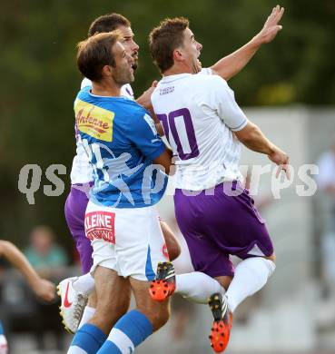 Fussball Regionalliga. VSV gegen SK Austria Klagenfurt. Marco Reich,  (VSV). Oliver Pusztai, Grega Triplat (Austria Klagenfurt). Villach, 24.8.2012.
Foto: Kuess
---
pressefotos, pressefotografie, kuess, qs, qspictures, sport, bild, bilder, bilddatenbank