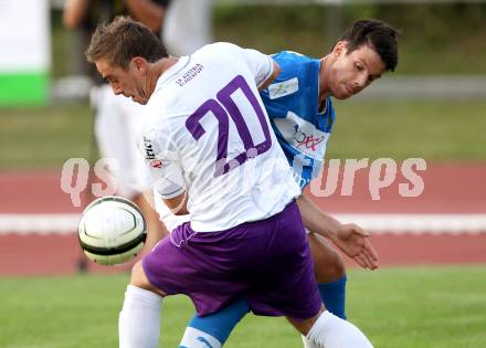 Fussball Regionalliga. VSV gegen SK Austria Klagenfurt. Andreas Dlobst,  (VSV). Grega Triplat (Austria Klagenfurt). Villach, 24.8.2012.
Foto: Kuess
---
pressefotos, pressefotografie, kuess, qs, qspictures, sport, bild, bilder, bilddatenbank