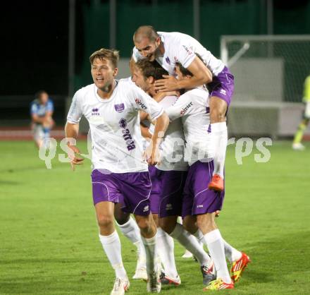 Fussball Regionalliga. VSV gegen SK Austria Klagenfurt. Torjubel Austria. Villach, 24.8.2012.
Foto: Kuess
---
pressefotos, pressefotografie, kuess, qs, qspictures, sport, bild, bilder, bilddatenbank