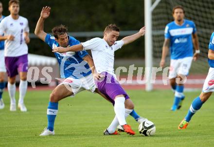 Fussball Regionalliga. VSV gegen SK Austria Klagenfurt. Mario Steiner, (VSV).  Grega Triplat  (Austria Klagenfurt). Villach, 24.8.2012.
Foto: Kuess
---
pressefotos, pressefotografie, kuess, qs, qspictures, sport, bild, bilder, bilddatenbank