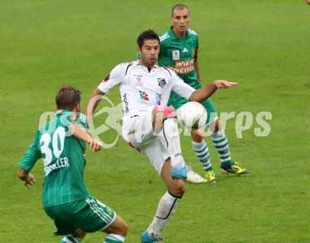 Fussball. Bundesliga. RZ Pellets WAC gegen Rapid Wien. Ruben Rivera,  (WAC), Guido Burgstaller Stefan Kulovits (Rapid). Wolfsberg, 26.8.2012.
Foto: Kuess

---
pressefotos, pressefotografie, kuess, qs, qspictures, sport, bild, bilder, bilddatenbank