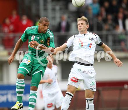 Fussball. Bundesliga. RZ Pellets WAC gegen Rapid Wien. Michael Sollbauer,  (WAC), Terrence Boyd (Rapid). Wolfsberg, 26.8.2012.
Foto: Kuess

---
pressefotos, pressefotografie, kuess, qs, qspictures, sport, bild, bilder, bilddatenbank