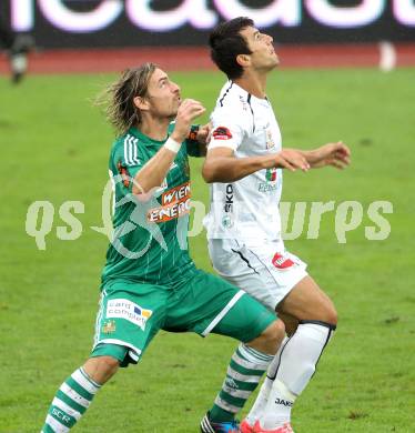 Fussball. Bundesliga. RZ Pellets WAC gegen Rapid Wien. Mihret Topcagic,  (WAC), Harald Pichler (Rapid). Wolfsberg, 26.8.2012.
Foto: Kuess

---
pressefotos, pressefotografie, kuess, qs, qspictures, sport, bild, bilder, bilddatenbank