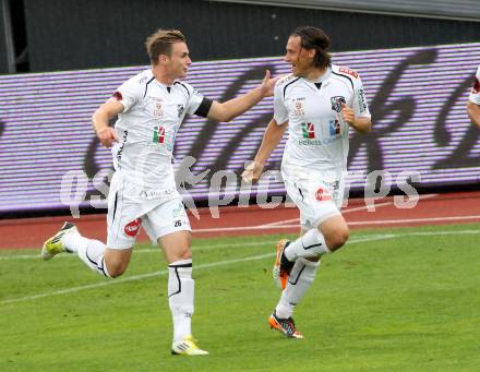 Fussball. Bundesliga. RZ Pellets WAC gegen Rapid Wien. Torjubel Dario Baldauf, Michael Sollbauer (WAC). Wolfsberg, 26.8.2012.
Foto: Kuess

---
pressefotos, pressefotografie, kuess, qs, qspictures, sport, bild, bilder, bilddatenbank