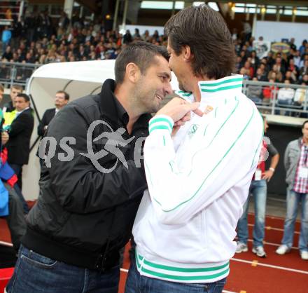 Fussball. Bundesliga. RZ Pellets WAC gegen Rapid Wien. Trainer Nenad Bjelica, (WAC), Trainer Peter Schoettel  (Rapid). Wolfsberg, 26.8.2012.
Foto: Kuess

---
pressefotos, pressefotografie, kuess, qs, qspictures, sport, bild, bilder, bilddatenbank