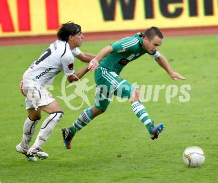 Fussball. Bundesliga. RZ Pellets WAC gegen Rapid Wien. David De Paula, (WAC), Steffen Hoffmann  (Rapid). Wolfsberg, 26.8.2012.
Foto: Kuess

---
pressefotos, pressefotografie, kuess, qs, qspictures, sport, bild, bilder, bilddatenbank