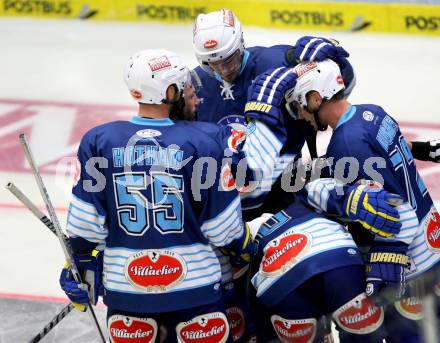 EBEL. Testspiel. EC VSV gegen Thomas Sabo Ice Tigers.  Torjubel (VSV).. Villach, am 30.8.2012.
Foto: Kuess 


---
pressefotos, pressefotografie, kuess, qs, qspictures, sport, bild, bilder, bilddatenbank