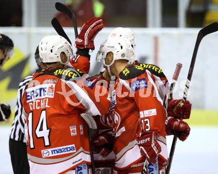 Eishockey Testspiel. KAC gegen HC Lugano. Torjubel KAC. Klagenfurt, 30.8.2012
Foto: Kuess 

---
pressefotos, pressefotografie, kuess, qs, qspictures, sport, bild, bilder, bilddatenbank