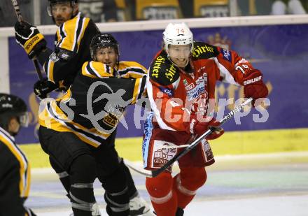 Eishockey Testspiel. KAC gegen HC Lugano. Jamie Lundmark (KAC), Stefan Ulmer (Lugano). Klagenfurt, 30.8.2012
Foto: Kuess 

---
pressefotos, pressefotografie, kuess, qs, qspictures, sport, bild, bilder, bilddatenbank