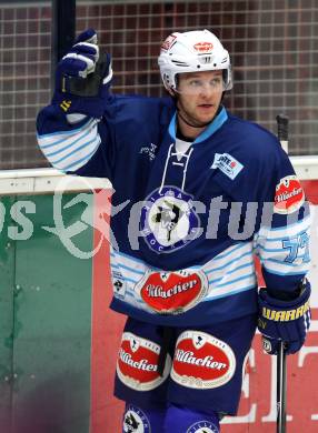 EBEL. Testspiel. EC VSV gegen Augsburg Panthers. Torjubel John Hughes (VSV). Villach, am 31.8.2012.
Foto: Kuess 


---
pressefotos, pressefotografie, kuess, qs, qspictures, sport, bild, bilder, bilddatenbank