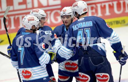 EBEL. Testspiel. EC VSV gegen Augsburg Panthers.  Torjubel VSV. Villach, am 31.8.2012.
Foto: Kuess 


---
pressefotos, pressefotografie, kuess, qs, qspictures, sport, bild, bilder, bilddatenbank