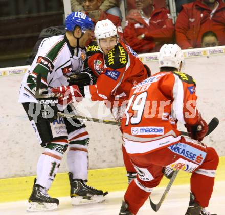 EBEL. Testspiel. EC KAC gegen Augsburg Panthers.  Patrick Harand,  (KAC),  Steffen Toelzer (Augsburg). Klagenfurt, am 1.9.2012.
Foto: Kuess 


---
pressefotos, pressefotografie, kuess, qs, qspictures, sport, bild, bilder, bilddatenbank