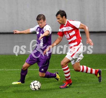 Fussball Regionalliga. SK Austria Klagenfurt gegen GAK. Hannes Eder,  (Klagenfurt), Miliam Guerrib (GAK). Klagenfurt, 1.9.2012.
Foto: kuess
---
pressefotos, pressefotografie, kuess, qs, qspictures, sport, bild, bilder, bilddatenbank