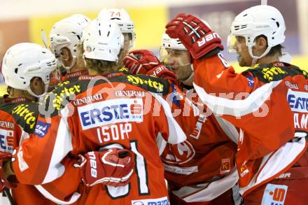 EBEL. Testspiel. EC KAC gegen Augsburg Panthers.  Torjubel (KAC). Klagenfurt, am 1.9.2012.
Foto: Kuess 


---
pressefotos, pressefotografie, kuess, qs, qspictures, sport, bild, bilder, bilddatenbank