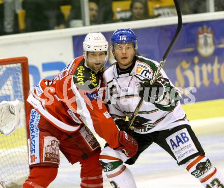 EBEL. Testspiel. EC KAC gegen Augsburg Panthers. John Lammers,   (KAC),  Steffen Toelzer (Augsburg). Klagenfurt, am 1.9.2012.
Foto: Kuess 


---
pressefotos, pressefotografie, kuess, qs, qspictures, sport, bild, bilder, bilddatenbank