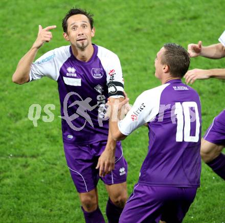 Fussball Regionalliga. SK Austria Klagenfurt gegen GAK. Torjubel Matthias Dollinger, Christoph Mattes (Klagenfurt). Klagenfurt, 1.9.2012.
Foto: kuess
---
pressefotos, pressefotografie, kuess, qs, qspictures, sport, bild, bilder, bilddatenbank