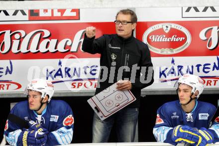 EBEL. Testspiel. EC VSV gegen HC Lugano. Trainer Hannu Jaervenpaeae (VSV). Villach, am 2.9..2012.
Foto: Kuess 

---
pressefotos, pressefotografie, kuess, qs, qspictures, sport, bild, bilder, bilddatenbank