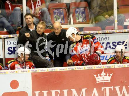 EBEL. Testspiel. EC KAC gegen Thomas Sabo Ice Tigers. Christian Weber, Christer Olsson (KAC). Klagenfurt, am 2.9.2012.
Foto: Kuess 
---
pressefotos, pressefotografie, kuess, qs, qspictures, sport, bild, bilder, bilddatenbank