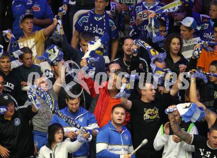 EBEL. Testspiel. EC VSV gegen HC Lugano. Fans (VSV). Villach, am 2.9..2012.
Foto: Kuess 


---
pressefotos, pressefotografie, kuess, qs, qspictures, sport, bild, bilder, bilddatenbank