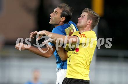 Fussball. Regionalliga. VSV gegen Allerheiligen. Marco Reich, (VSV), Andrej Prejac  (Allerheiligen). Villach, 7.9.2012.
Foto: Kuess
---
pressefotos, pressefotografie, kuess, qs, qspictures, sport, bild, bilder, bilddatenbank