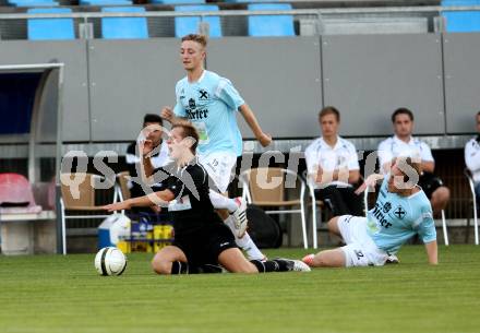 Fussball. Kaerntner Liga. St. Veit/Glan gegen WAC Amateure. Fischer Andreas, Krassnitzer Daniel (St. Veit), Rotter Dominik (WAC). St. Veit, 7.9.2012.
Foto: Kuess
---
pressefotos, pressefotografie, kuess, qs, qspictures, sport, bild, bilder, bilddatenbank