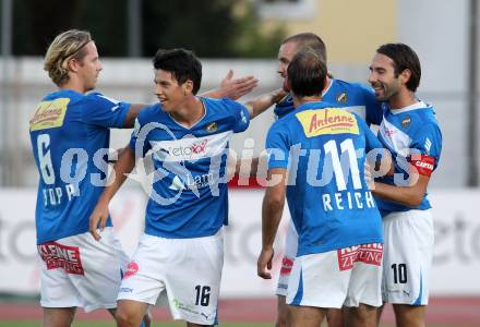 Fussball. Regionalliga. VSV gegen Allerheiligen. Torjubel Andreas Dlopst, Marco Reich, Udo Gasser, Mario Ramusch, Johannes Isopp (VSV). Villach, 7.9.2012.
Foto: Kuess
---
pressefotos, pressefotografie, kuess, qs, qspictures, sport, bild, bilder, bilddatenbank