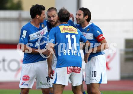 Fussball. Regionalliga. VSV gegen Allerheiligen. Torjubel Andreas Dlopst, Marco Reich, Udo Gasser, Mario Ramusch (VSV). Villach, 7.9.2012.
Foto: Kuess
---
pressefotos, pressefotografie, kuess, qs, qspictures, sport, bild, bilder, bilddatenbank