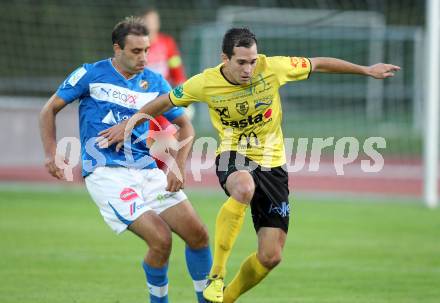 Fussball. Regionalliga. VSV gegen Allerheiligen. Marco Reich,  (VSV), Georg Grasser (Allerheiligen). Villach, 7.9.2012.
Foto: Kuess
---
pressefotos, pressefotografie, kuess, qs, qspictures, sport, bild, bilder, bilddatenbank